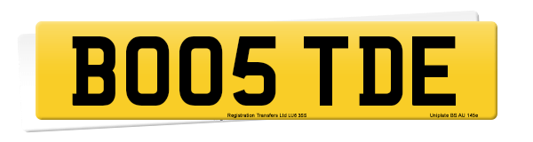 Registration number BO05 TDE